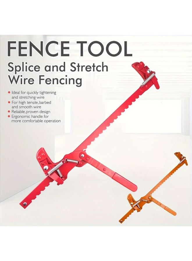 Red Manual Wire Stretcher Repair Tool Portable Easy Grip Stainless Steel Ratchet Fence Tensioner - Image 4